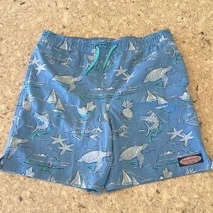 Blue Swim Shorts with Nautical Print